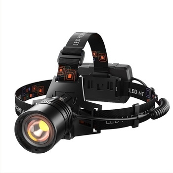 Fanar LED pentru cap, reîncărcabil cu zoom, pentru pescuit și activități în aer liber, 15 W, baterie 2400 mAh, încărcare manuală, rază până la 500 m