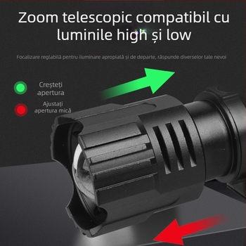 Lampa frontală pentru pescuit, aliaj de aluminiu, LED cu intensitate înaltă, reîncărcabilă; Model 8071, greutate 175 g, rază 200–300 m, autonomie 3 h