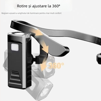 Lampa LED cu cârlig pentru ureche, încărcare Type-C, iluminare puternică pentru muncă și pescuit, montaj lateral pentru alergare, 10W, 500 mAh, rază 200–500 m