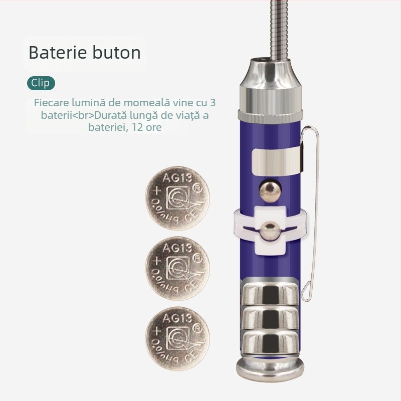 Lampa LED pentru pescuit de noapte cu corp din aliaj de aluminiu, alimentare cu baterie, magnet, rază de până la 50 m