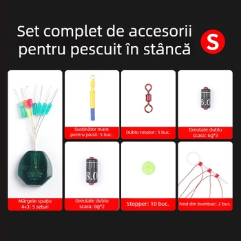 Kit plutitor cu alunecare pentru pescuit în stâncă — set de linie și opritoare pentru mărgele — material: bile din silicon
