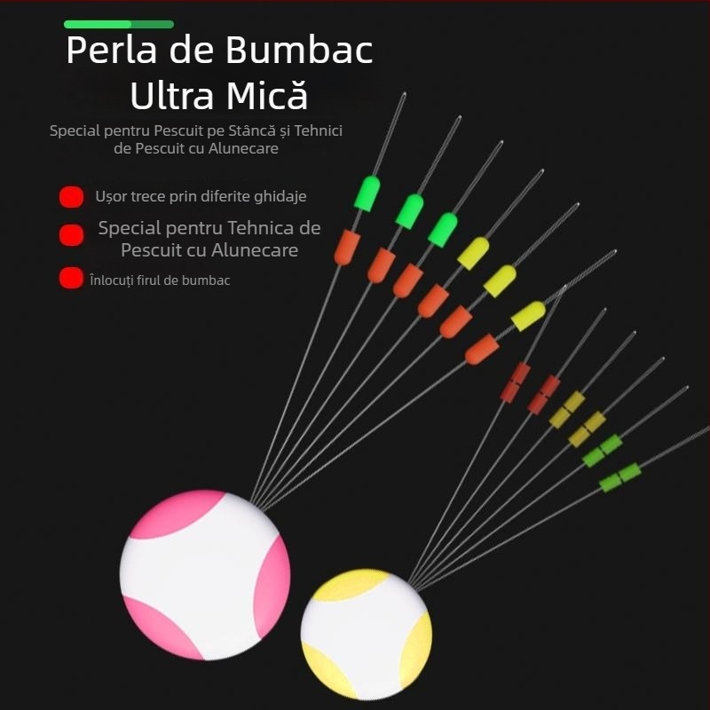 Set linie de pescuit din bumbac cu plută glisantă, noduri din bumbac, două mărgele spațiu pentru aruncări lungi, două opritoare de poziție — Material: floare de mătase; Origine: Altă