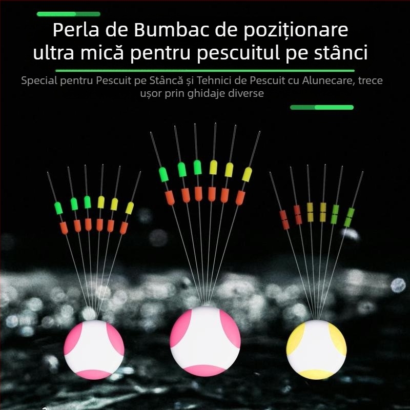 Set linie de pescuit din bumbac cu plută glisantă, noduri din bumbac, două mărgele spațiu pentru aruncări lungi, două opritoare de poziție — Material: floare de mătase; Origine: Altă