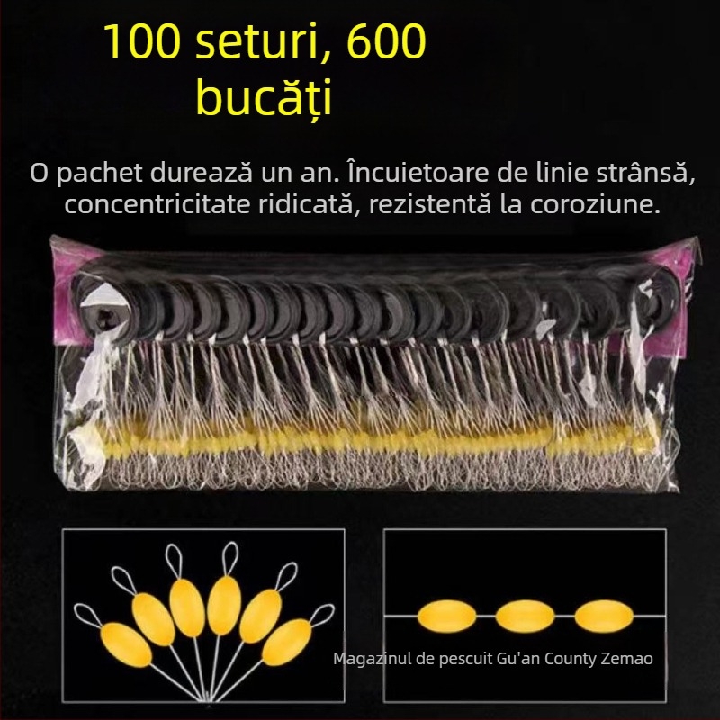 Set linie de pescuit cu mărgele de blocare din silicon, boabe din tendon de vită și accesorii mici