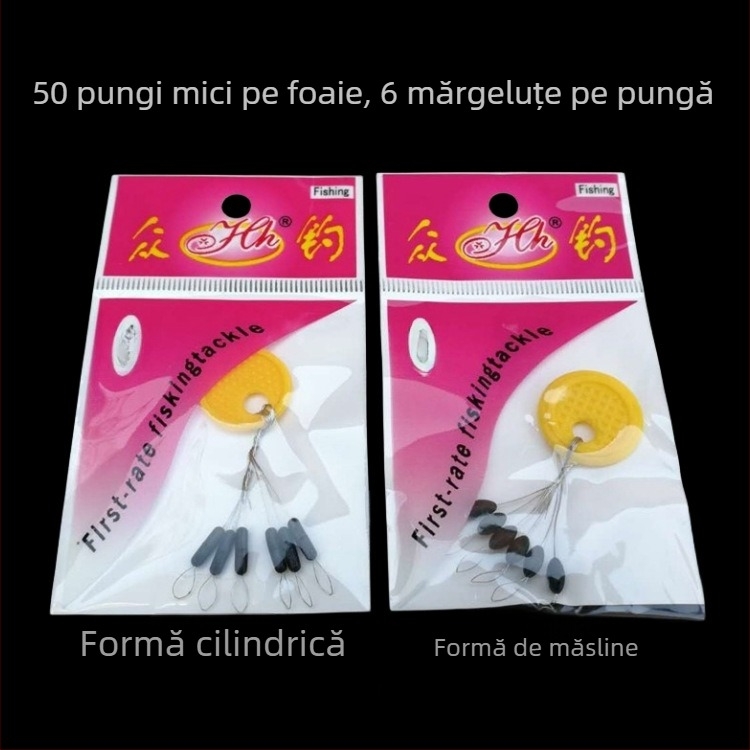 Set Space Bean – Perle cilindrice, în formă de măsline, din cauciuc pentru linia de pescuit