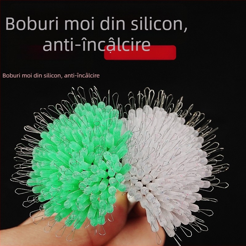 Mărgele din silicon cu închidere, camuflaj verde-cristal, mărgele rotunde pentru pescuit de concurs la capturi mari, în vrac