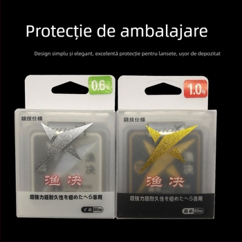 Linie principală de pescuit — nylon, extrem de rezistentă; lungime 60 m; rezistență la apă: foarte bună; ambalaj: o cutie cu 10 discuri.