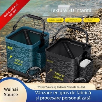 Găleată de apă portabilă, pliabilă, pentru pești vii, material EVA, pentru pescuit în aer liber