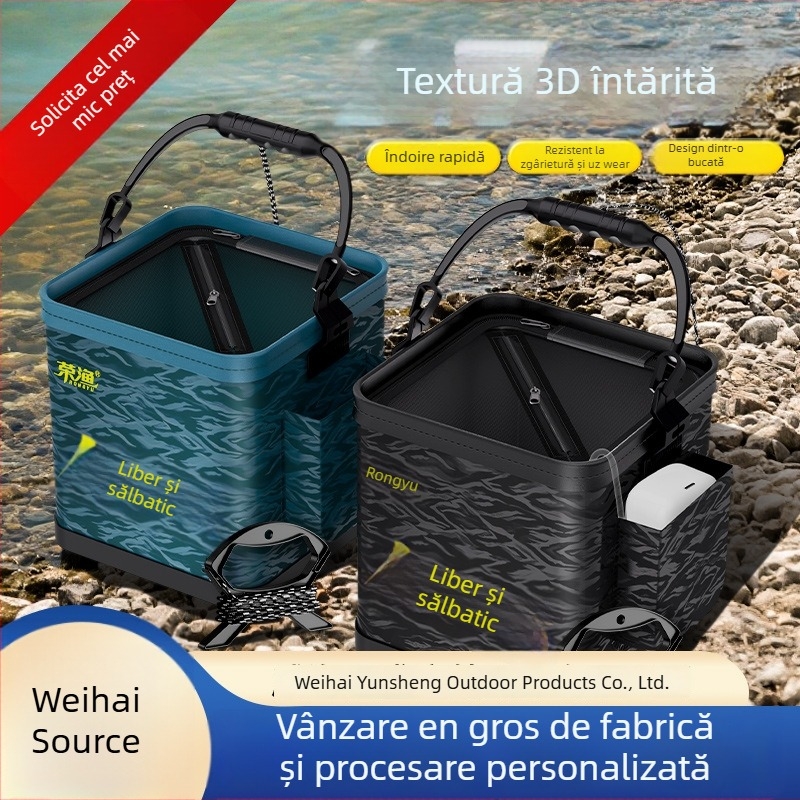 Găleată de apă portabilă, pliabilă, pentru pești vii, material EVA, pentru pescuit în aer liber