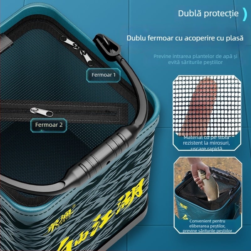 Găleată de apă portabilă, pliabilă, pentru pești vii, material EVA, pentru pescuit în aer liber