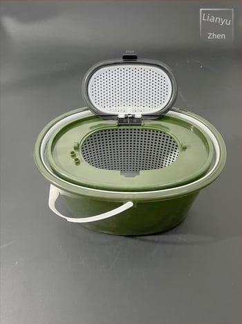 Găleată ovală pentru pești vii cu filtru, cu dublu strat PP, pentru apele de râu, 714 g