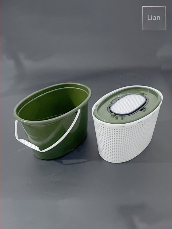 Găleată ovală pentru pești vii cu filtru, cu dublu strat PP, pentru apele de râu, 714 g