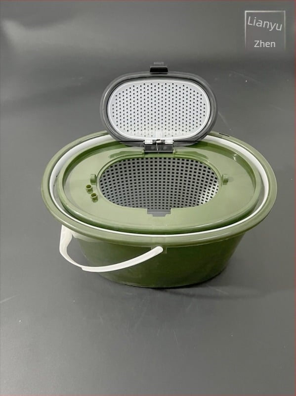 Găleată ovală pentru pești vii cu filtru, cu dublu strat PP, pentru apele de râu, 714 g