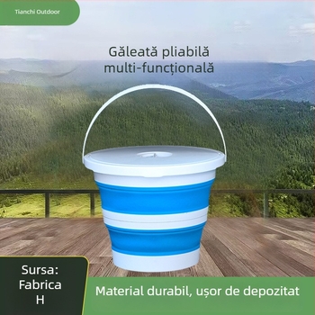 Găleată pliabilă pentru pești vii, cu capac, pentru pescuit în aer liber, mare capacitate, din polipropilenă (PP)