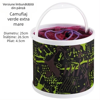 Găleată pliabilă pentru pescuit, cu plasă anti săritură, din canvas, pentru exterior