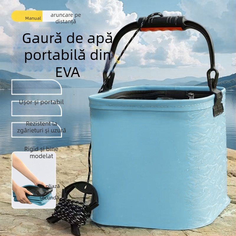 Galeată pliabilă pătrată pentru pescuit | Material: Adeziv moale | 1 buc.