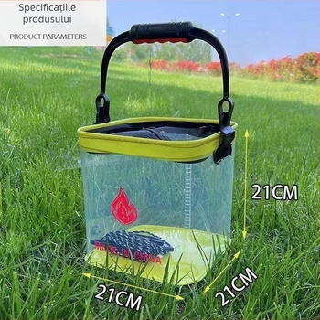 Găleată pătrată din EVA pentru pești vii, portabilă, cu protecție împotriva căderilor