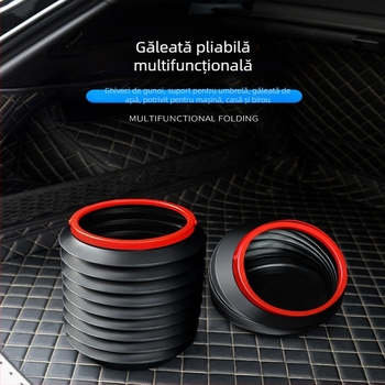 Găleată din plastic pentru portbagaj, pliabilă, rotundă, cu mâner