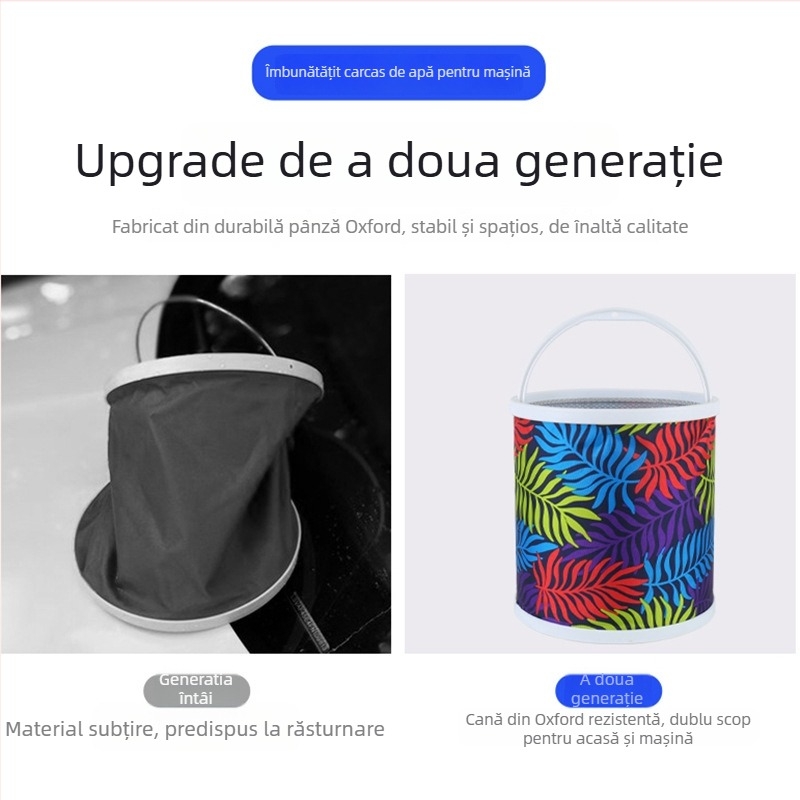 Găleată pliabilă pentru pescuit, cu funie și plasă anti-evadare