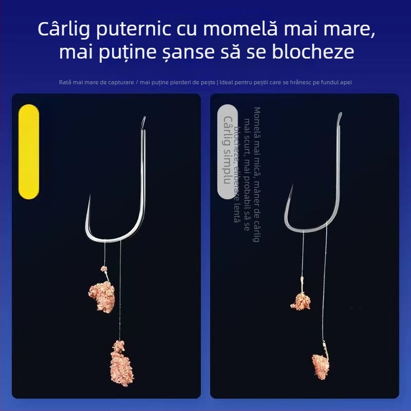Set Waves cu cârlige duble pentru sub-linie, cu dinți, 200 bucăți pentru pescuit la crap