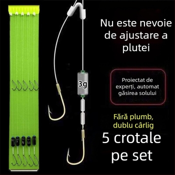 Ise-Nomi cap cu manșon auriu, cap de plumb cu două cârlige – set echipament pescuit pentru pescuit sălbatic, identificare automată a fundului