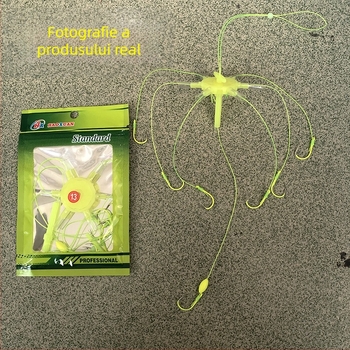 Set de pescuit pentru crap cu cap mare, cu 7 cârlige, momeală plutitoare fluorescente Ise cube, set undiță marină