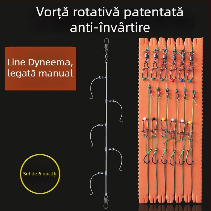 Bojiang set cârlige cu șnur pentru pescuit la lac – antiîncurcări, 100 bucăți