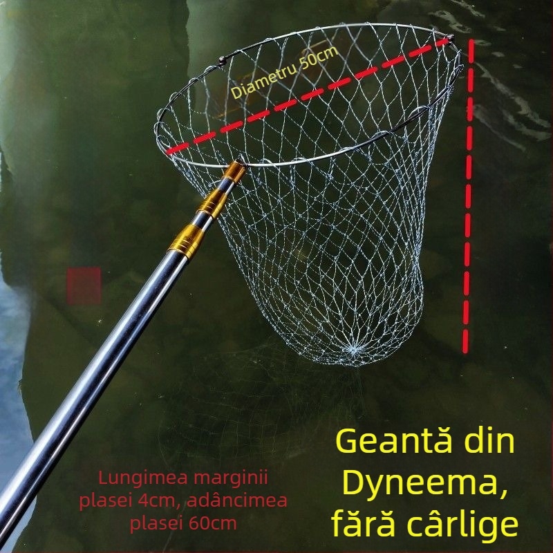 Plasă de pescuit telescopic din oțel inoxidabil – set complet (2m/3m/4m) cu cap solid