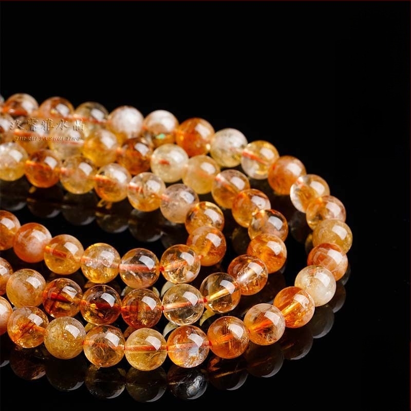 Mărgele de cristal citrin — mărgele libere, rotunde, lustruite pentru bijuterii DIY