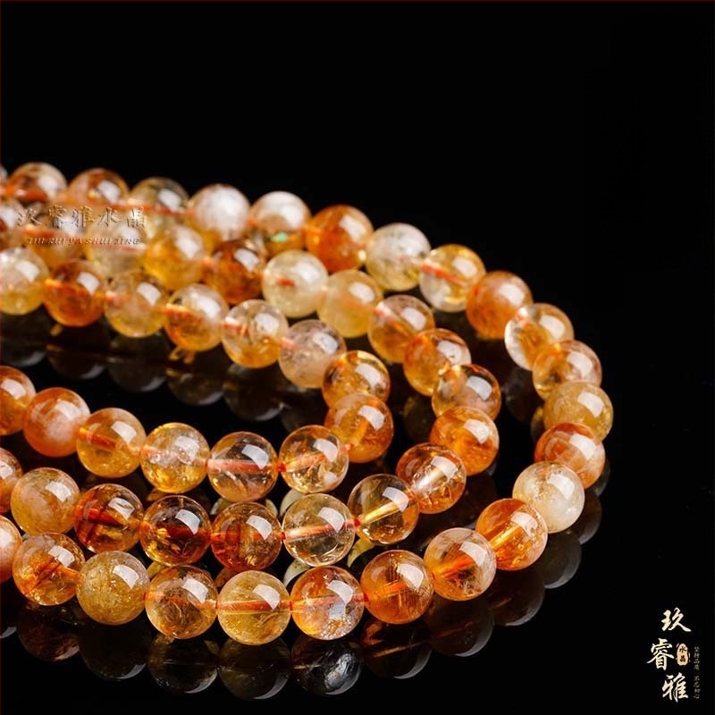 Mărgele de cristal citrin — mărgele libere, rotunde, lustruite pentru bijuterii DIY