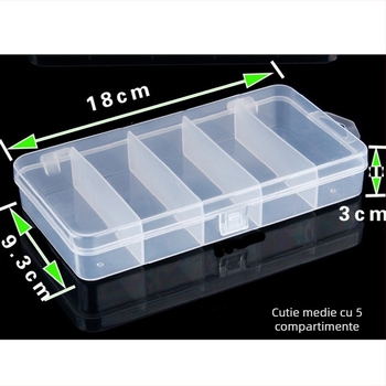 Cutie PP cu cinci compartimente pentru momeli și cârlige, set de cutii plastice mici