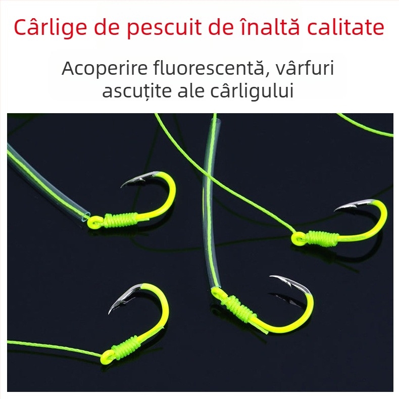 Kit de pescuit pentru crap argintiu și crap mare, cu plasă de pescuit, cârlig exploziv și cârlig iluminator tip Ise-Ni