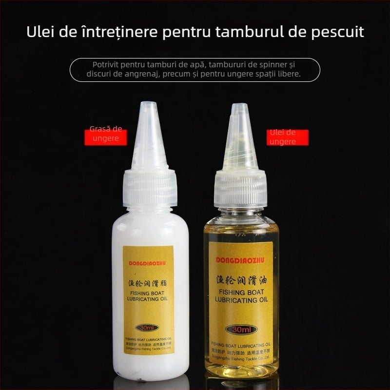 Kit de întreținere pentru tambur de pescuit – ulei și lubrifiant/grease pentru tambur de spinning, marcă East fishing owner, origine China, material: gumă, branduri private autorizate: Da
