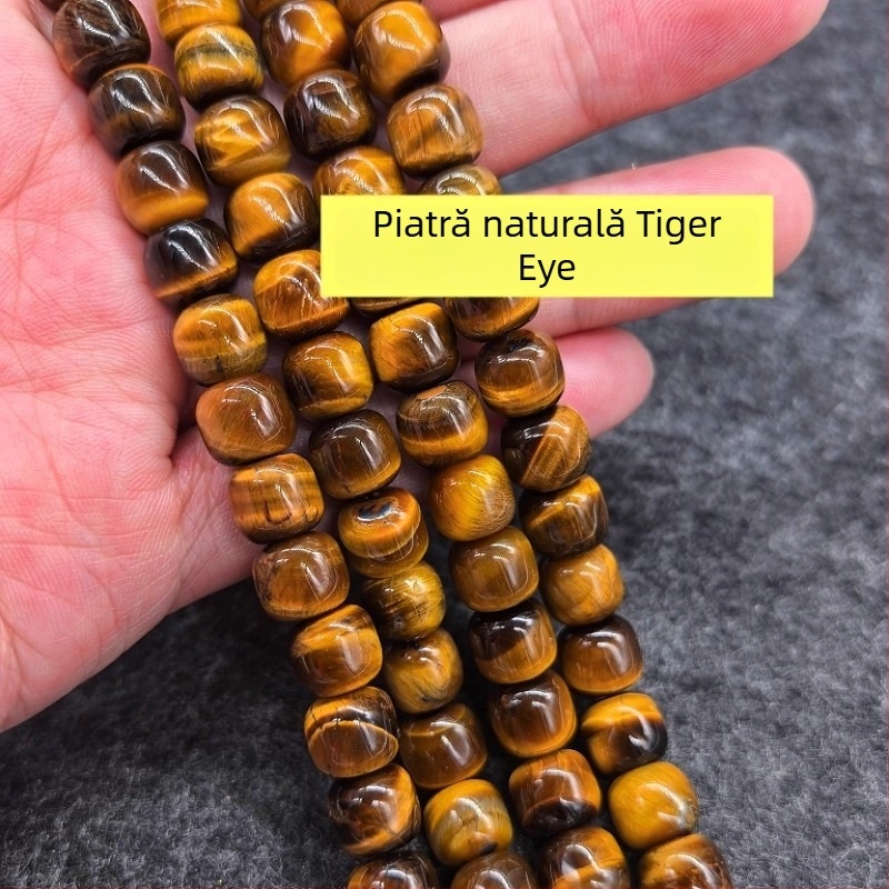 Accesorii bijuterii DIY – mărgele din piatră ochi de tigru, formă de măr, lustruite, semi-finisate