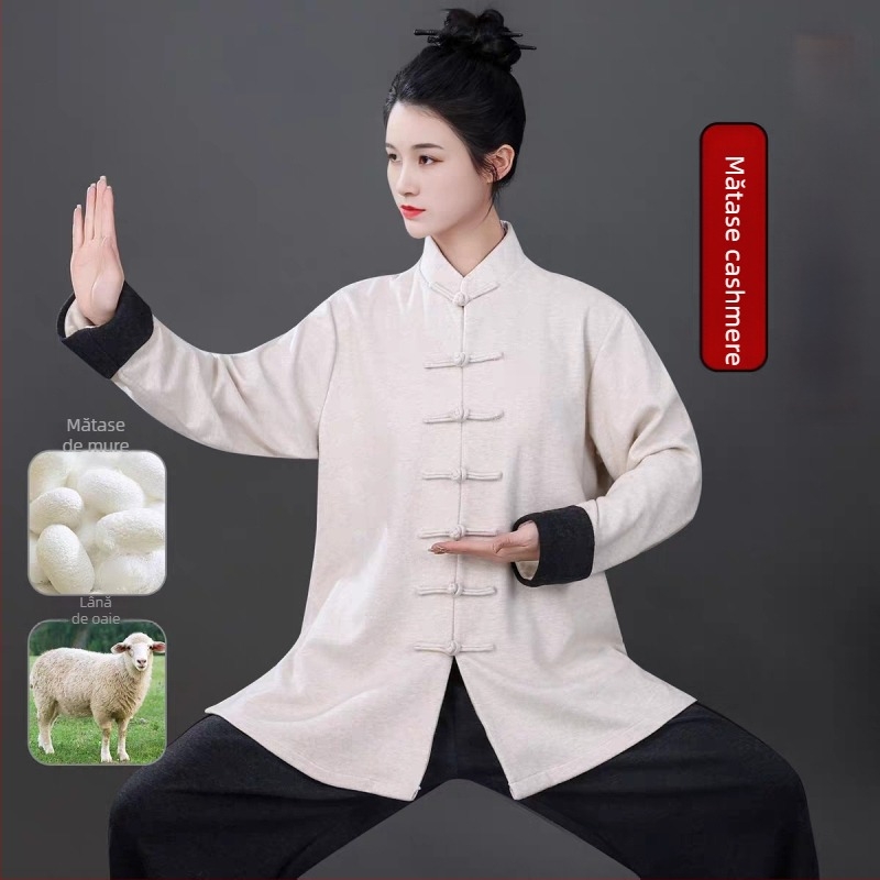 Costum Tai Chi unisex pentru toamnă și iarnă, gros, amestec poliester-mătase-lână, pentru adulți antrenament