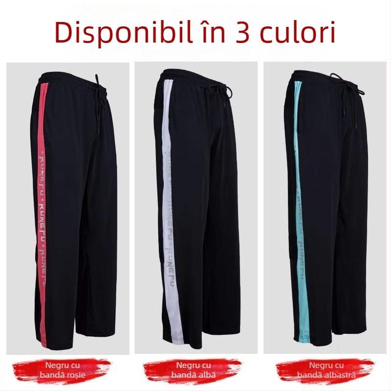 Pantaloni de antrenament Wushu, largi, stil Tai Chi, unisex, model primăvară-toamnă, material: amestec de fibre chimice, 82% nylon.