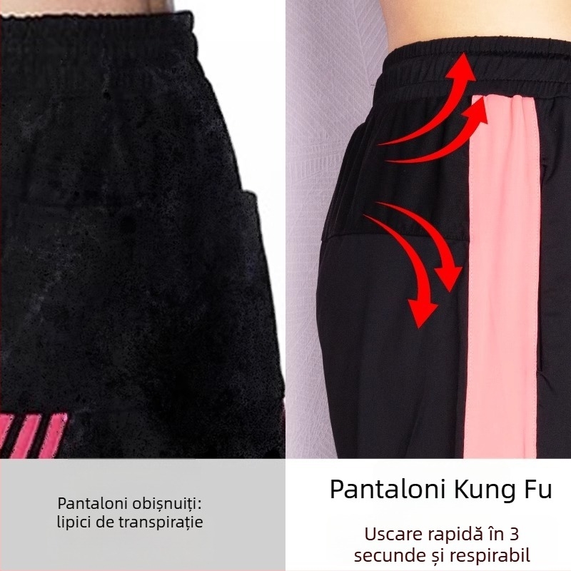 Pantaloni de antrenament Wushu, largi, stil Tai Chi, unisex, model primăvară-toamnă, material: amestec de fibre chimice, 82% nylon.