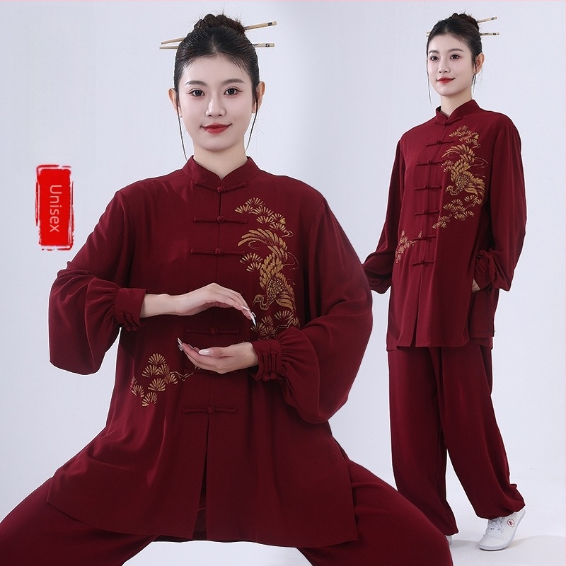 Îmbrăcăminte Tai Chi unisex pentru adulți — țesătură Pearl cotton, 92% poliester, 8% spandex, potrivit pentru antrenament Tai Chi