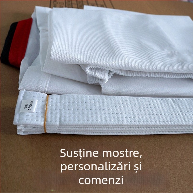 Uniformă Taekwondo (model monocrom, țesătură poliester-bumbac, căptușeală din bumbac amestec, Origine: Qingdao, Shandong)