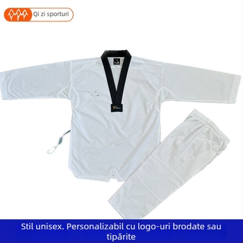 Costum Taekwondo pentru copii și adulți, țesătură din amestec de bumbac 50%, căptușeală din bumbac 50%, design cu plasă, potrivit pentru antrenament Taekwondo și arte marțiale