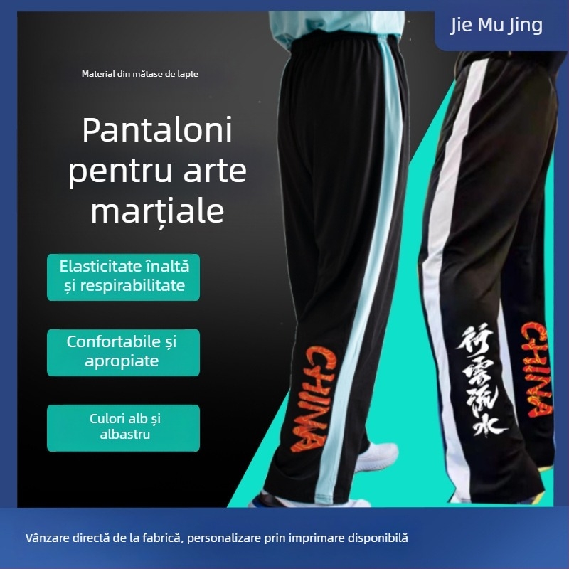 Pantaloni Tai Chi pentru adulți, unisex, croială dreaptă, cu elasticitate înaltă, Material Milk Silk, 90% poliester, toleranță 1–3 cm
