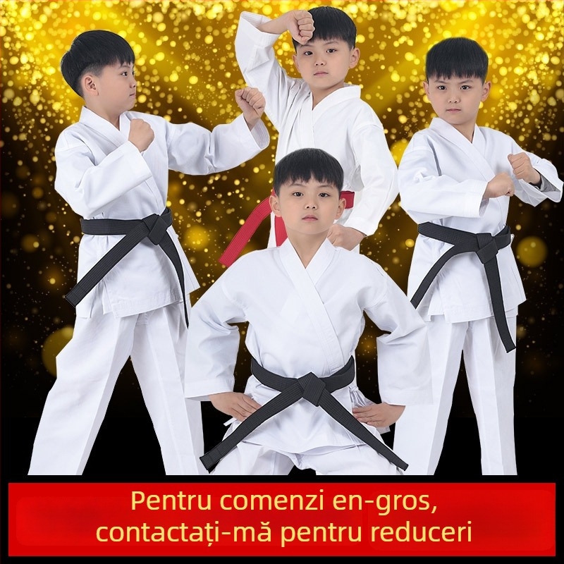 Uniformă de karate unisex pentru copii și adulți - material 76% poliester, căptușeală din bumbac, Zhuoao brand, pentru arte marțiale autoapărare