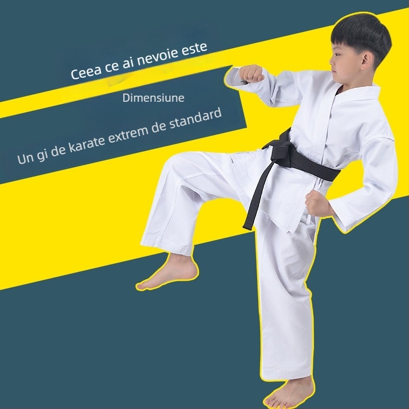 Uniformă de karate unisex pentru copii și adulți - material 76% poliester, căptușeală din bumbac, Zhuoao brand, pentru arte marțiale autoapărare