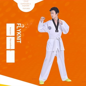 Uniformă taekwondo pentru adulți, îmbrăcăminte de antrenament și reprezentație, amestec poliester-bumbac