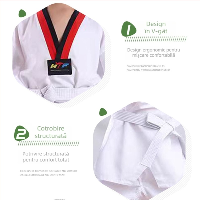 Uniformă Taekwondo, țesătură din amestec de cânepă, 50% bumbac, model 32523005926