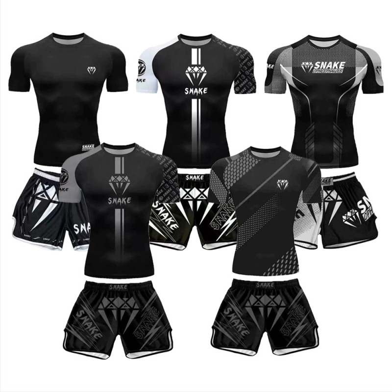 Set Sanda pentru adulți – unisex, două piese (tricou cu mânecă scurtă și pantaloni scurți), poliester 95% cu căptușeală Lycra