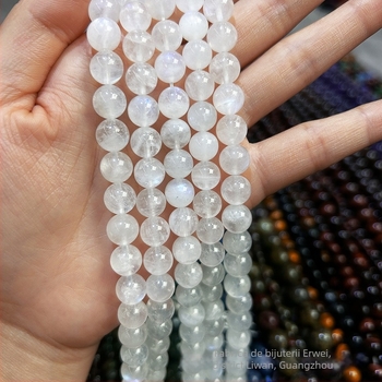 Mărgele rotunde din piatră lunară, libere, lustruite, componente semi-finite pentru bijuterii DIY, origine Guangzhou
