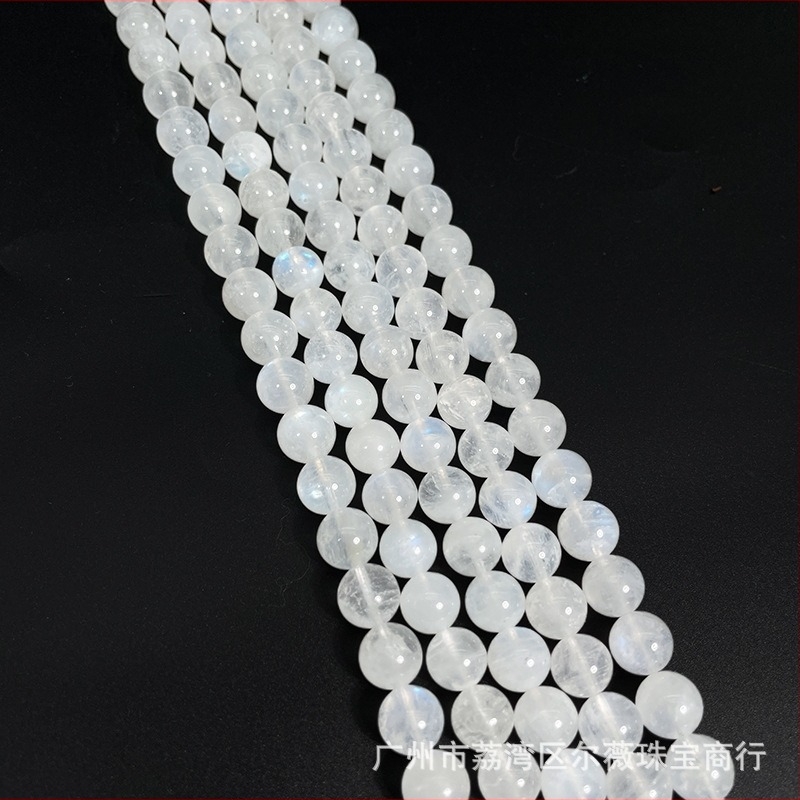Mărgele rotunde din piatră lunară, libere, lustruite, componente semi-finite pentru bijuterii DIY, origine Guangzhou