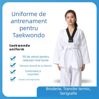 Uniformă Taekwondo pentru copii și adulți – amestec din fibre chimice de poliester, respirabil, modele: dungi, carouri, uni, puncte, potrivită pentru antrenamente de arte marțiale