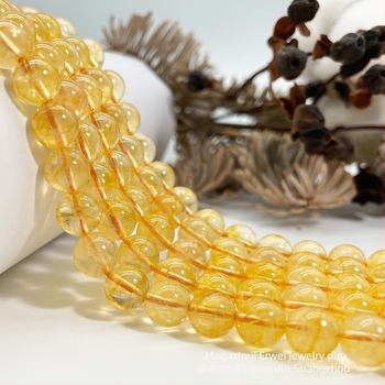 Mărgele Citrin – Mărgele libere rotunde, lustruite, pentru bijuterii DIY (Material: Citrin; Tip: Mărgele libere; Stil: Rotunde; Tratare: Șlefuire)